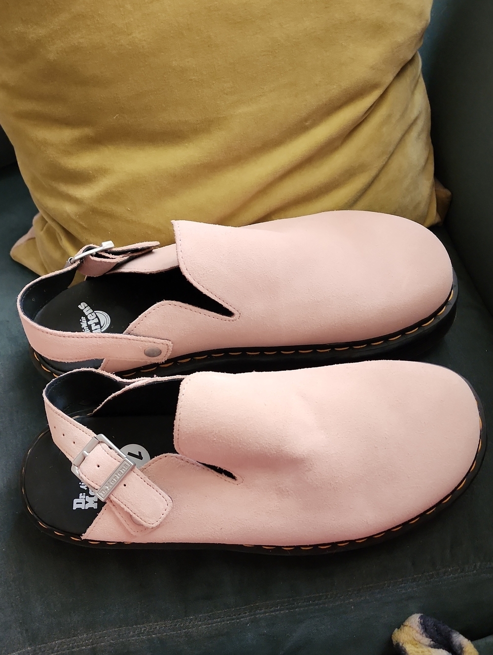 Dr. Martens Air Wair Pink Suede Zebzag Mule.  USM 14. New